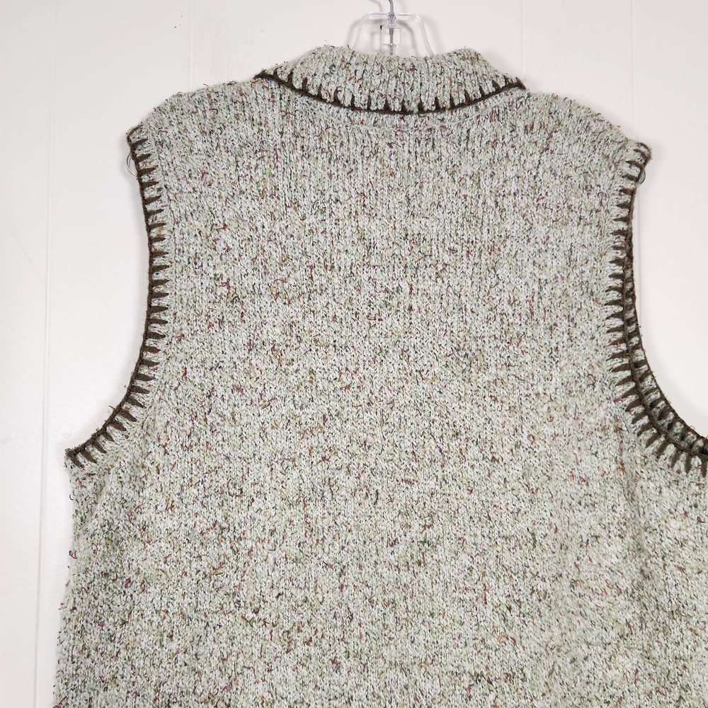 Vtg Christopher & Banks Hand Embroidered Oatmeal Zipper Sweater Vest Size 1x - Picture 9 of 16
